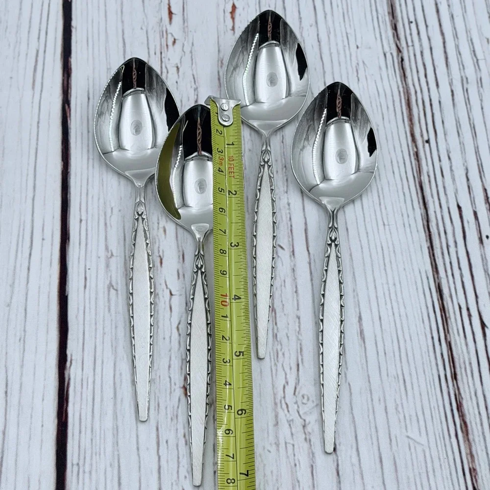 Oneida Community Venetia‎ Stainless Teaspoons Set of 4 Mid-Century Modern 7